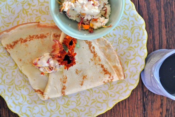 Buttermilk + Rose Salt Crepes with Calendula Butter